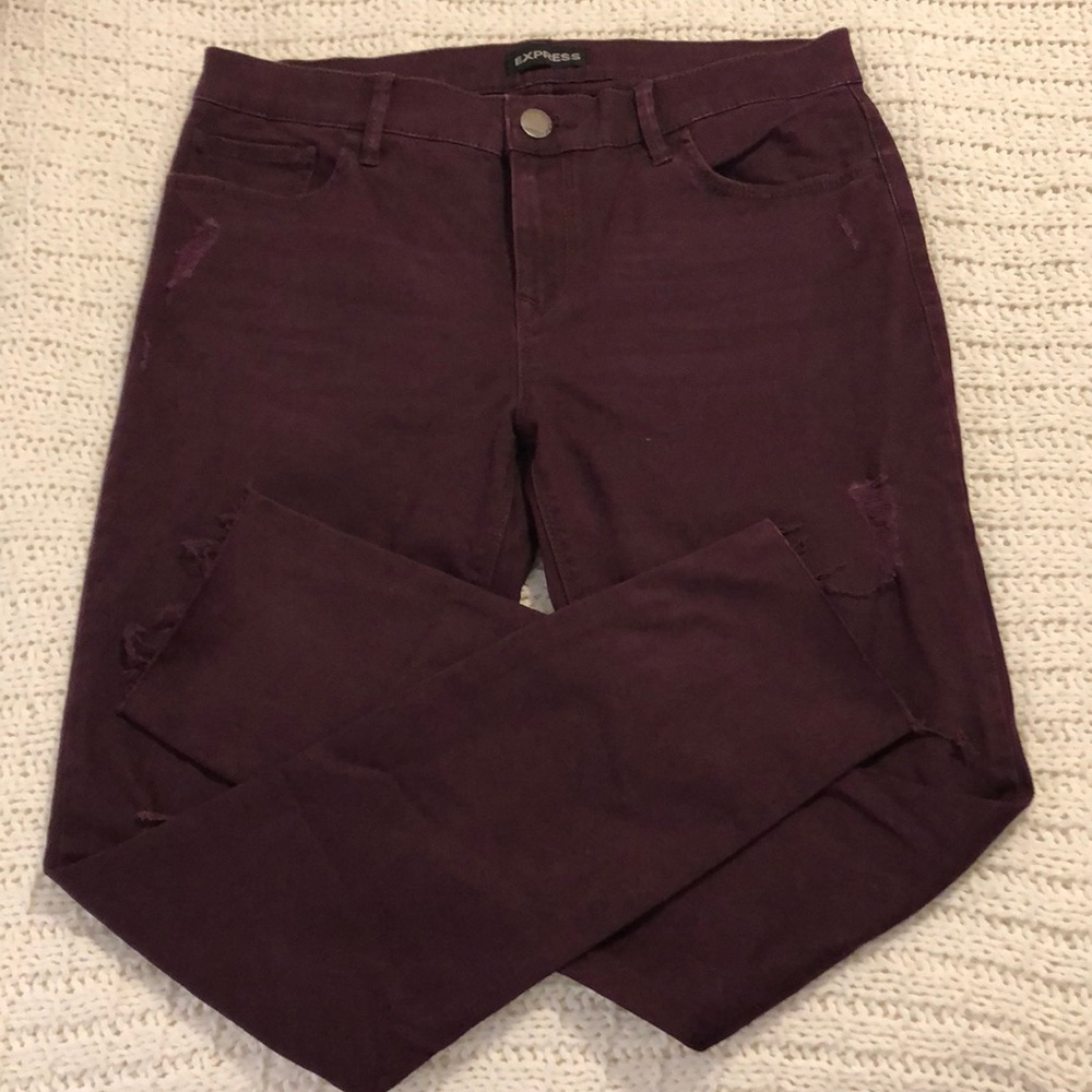 Express Maroon Mid Rise Ankle Legging